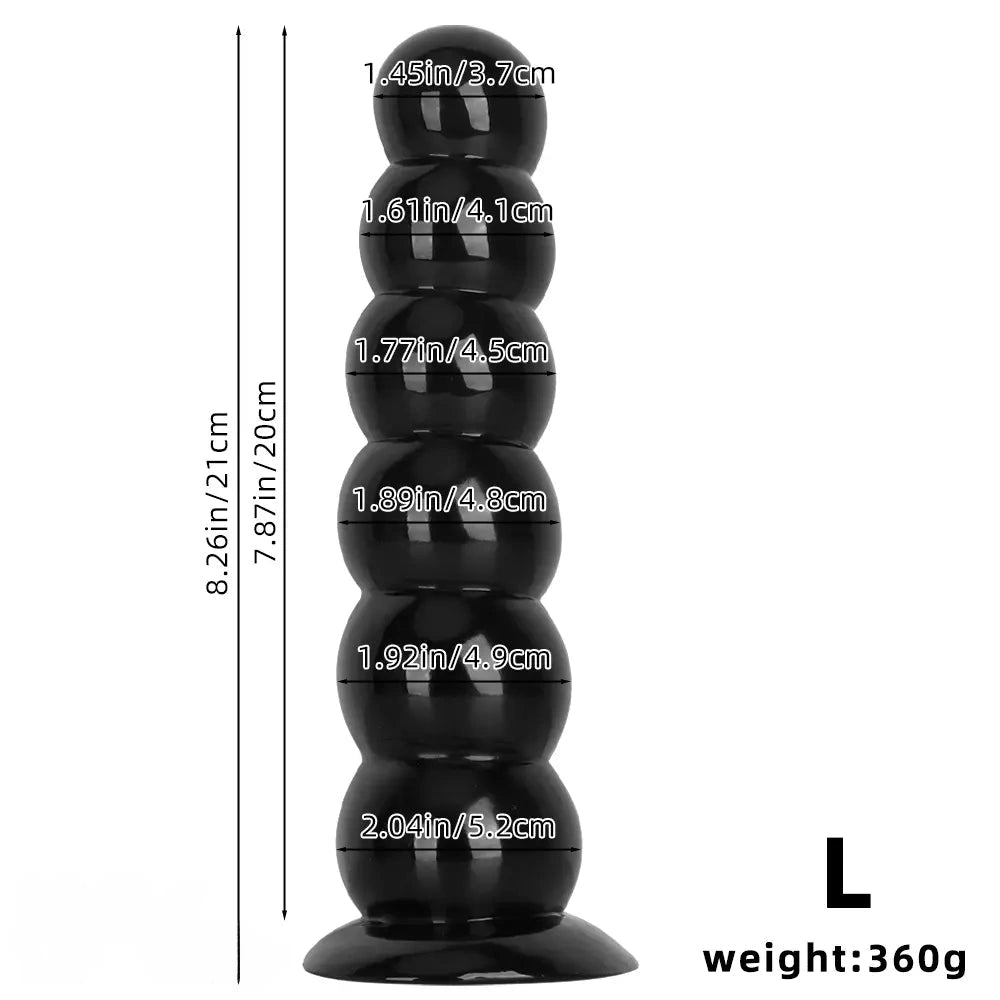 6.7in 8.26in Anal Beads Dildo PVC Black Cock With Powerful Suction Cup