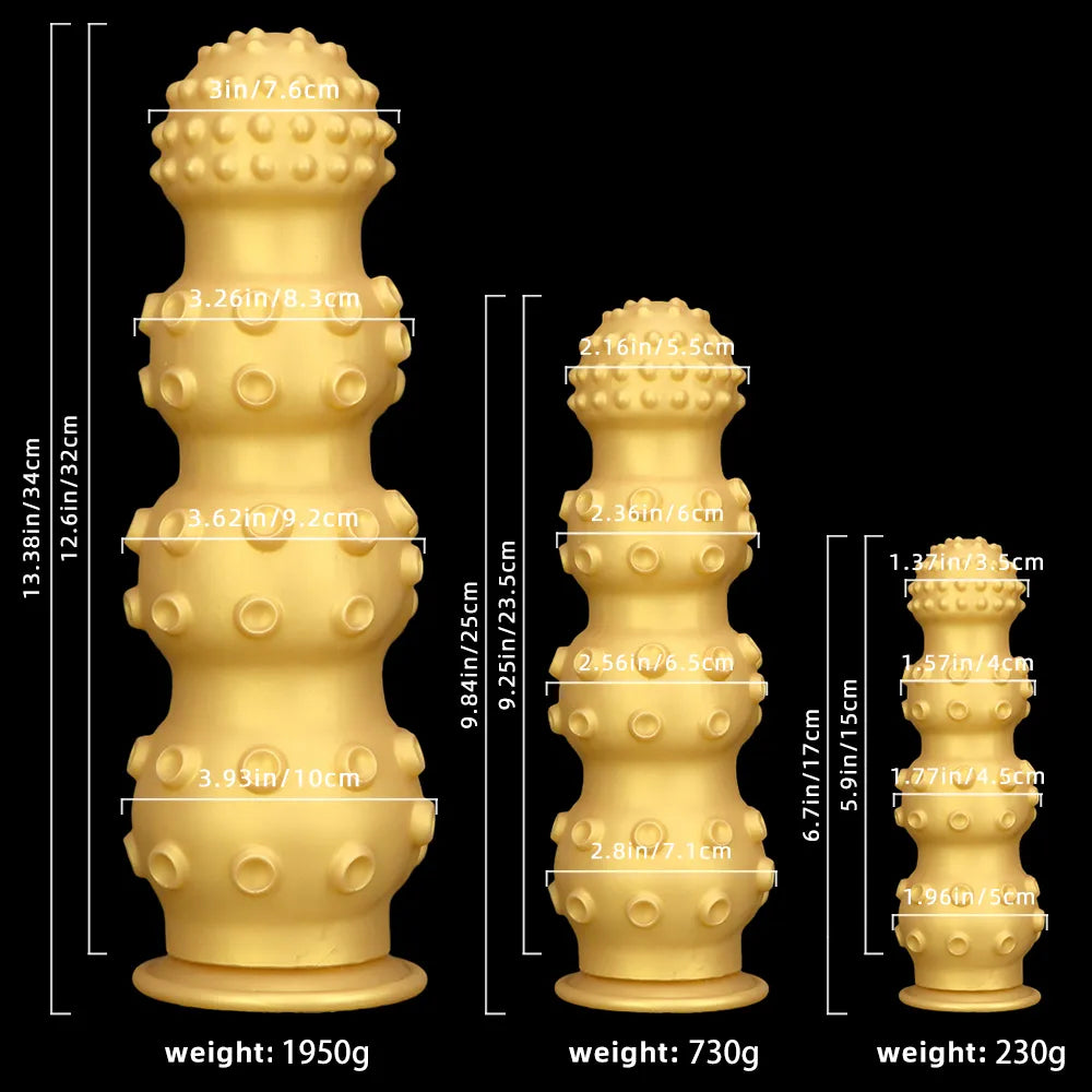 6.7in 9.84in 13.38in Gold Silicone Animal Octopus Large Dildo Butt Plug