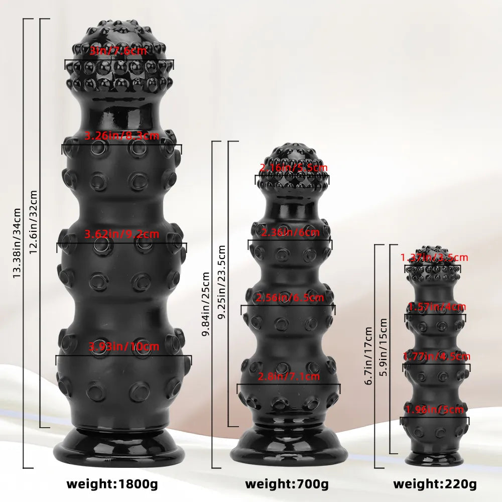 6.7in 9.84in 13.38in Super Black Animal Octopus Female Dildo Butt Plug