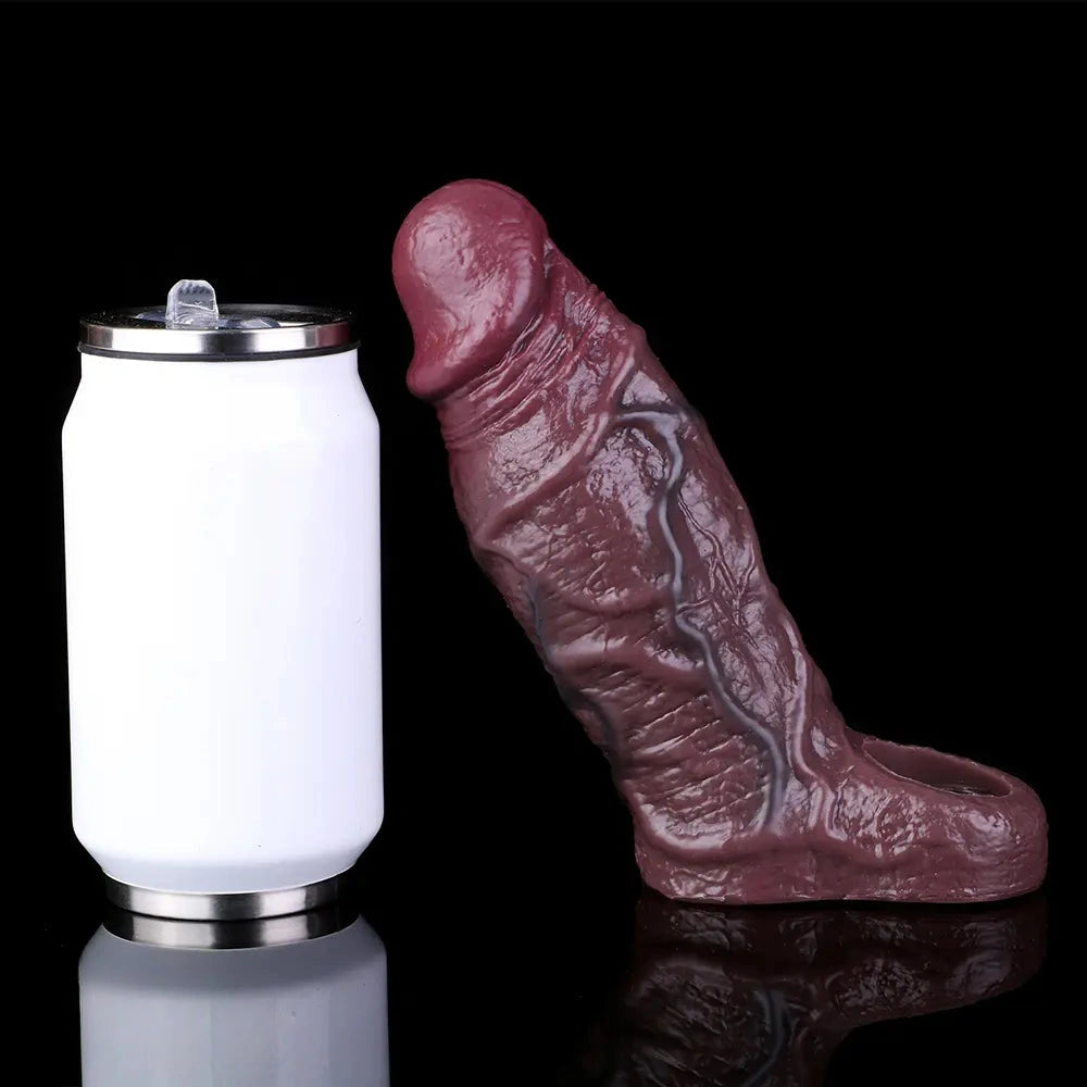 6.7in Blue Veins Silicone Soft Cock Sleeve Dildo For Enlargement