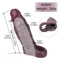 6.7in Blue Veins Silicone Soft Cock Sleeve Dildo For Enlargement