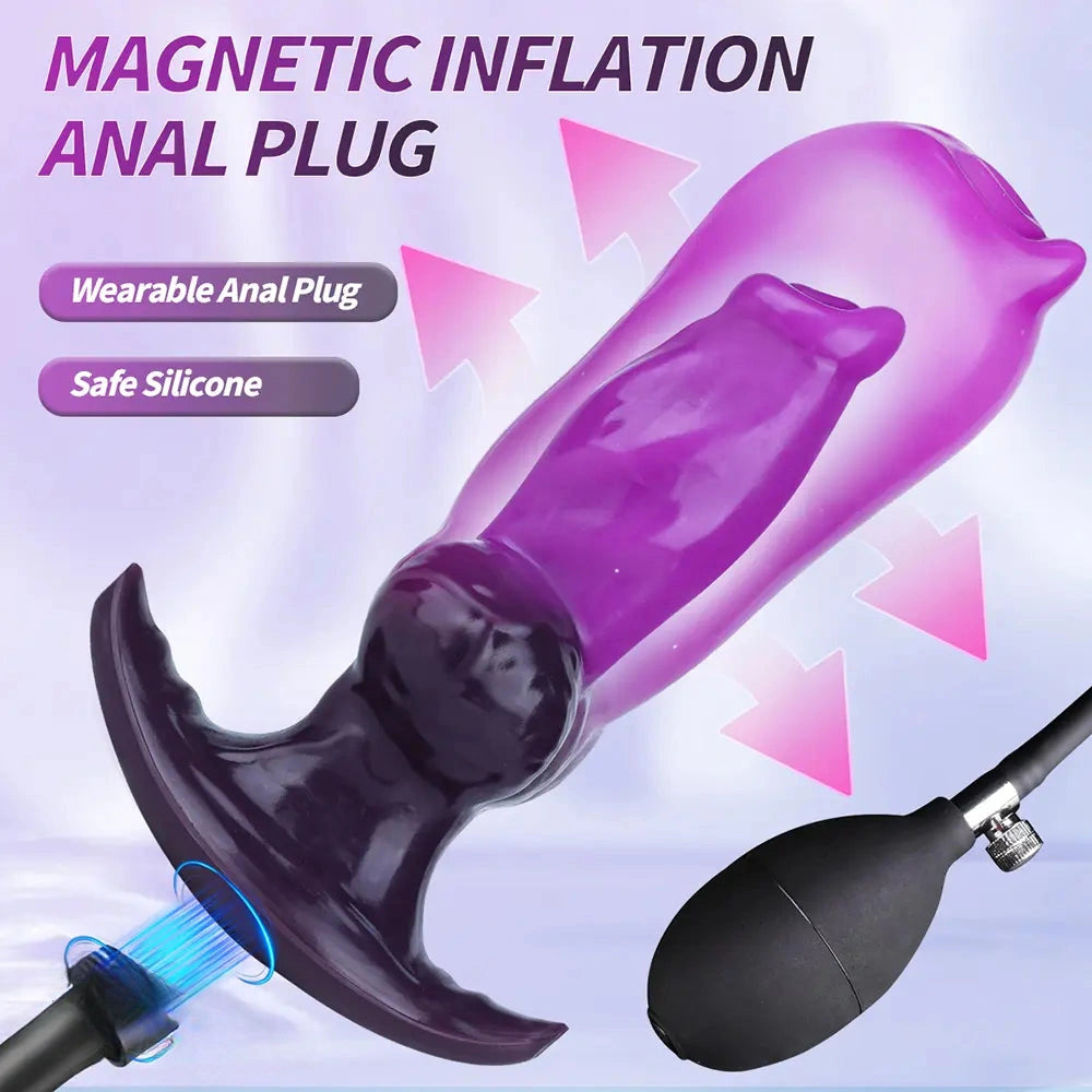 6.7in Magnetic Inflatable Knot Silicone Dildo G-spot Sex Toy For Men