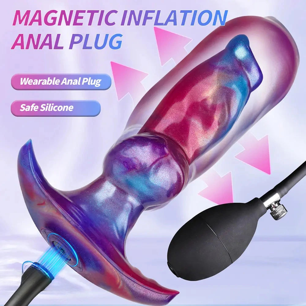 6.7in Magnetic Inflatable Knot Silicone Dildo G-spot Sex Toy For Men