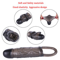 6.7in Real Texture Black Cock Extender Sleeve For Penis Extension