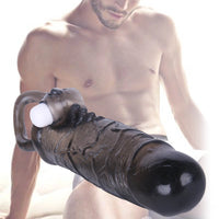 6.7in Real Texture Black Cock Extender Sleeve For Penis Extension
