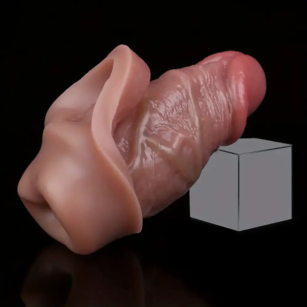 6.7in Realistic Silicone Hollow Penis Dildo Sleeve With Anti-Drop Ring