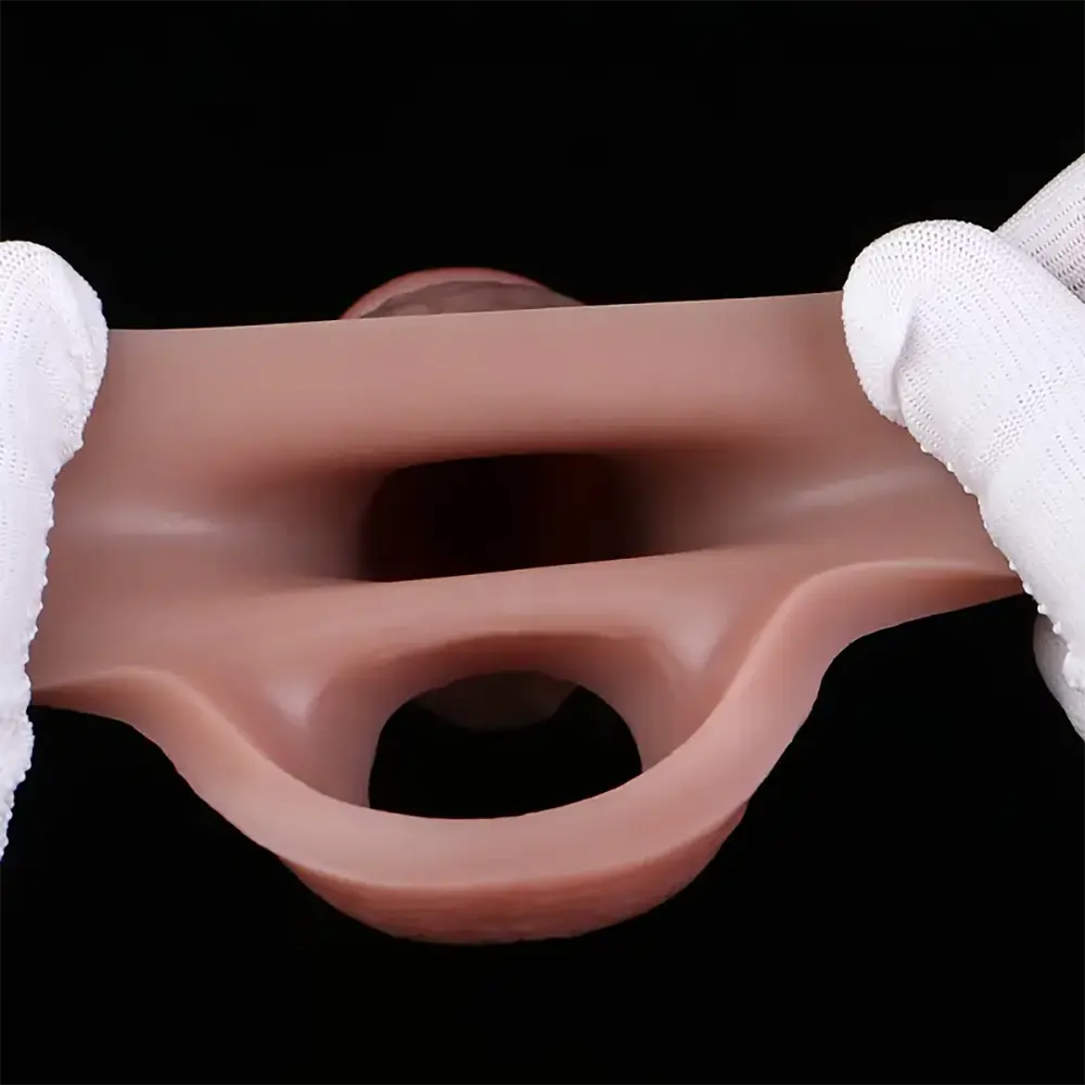 6.7in Realistic Silicone Hollow Penis Dildo Sleeve With Anti-Drop Ring