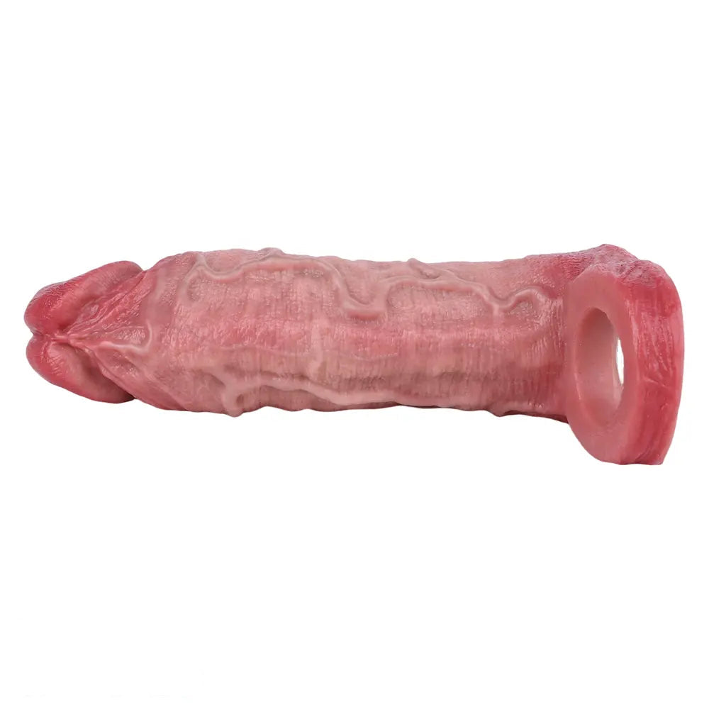 6.81in Real Skin Soft Blue Veins Hollow Dildo Cock Sleeve With Cock Ring