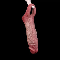 6.81in Real Skin Soft Blue Veins Hollow Dildo Cock Sleeve With Cock Ring