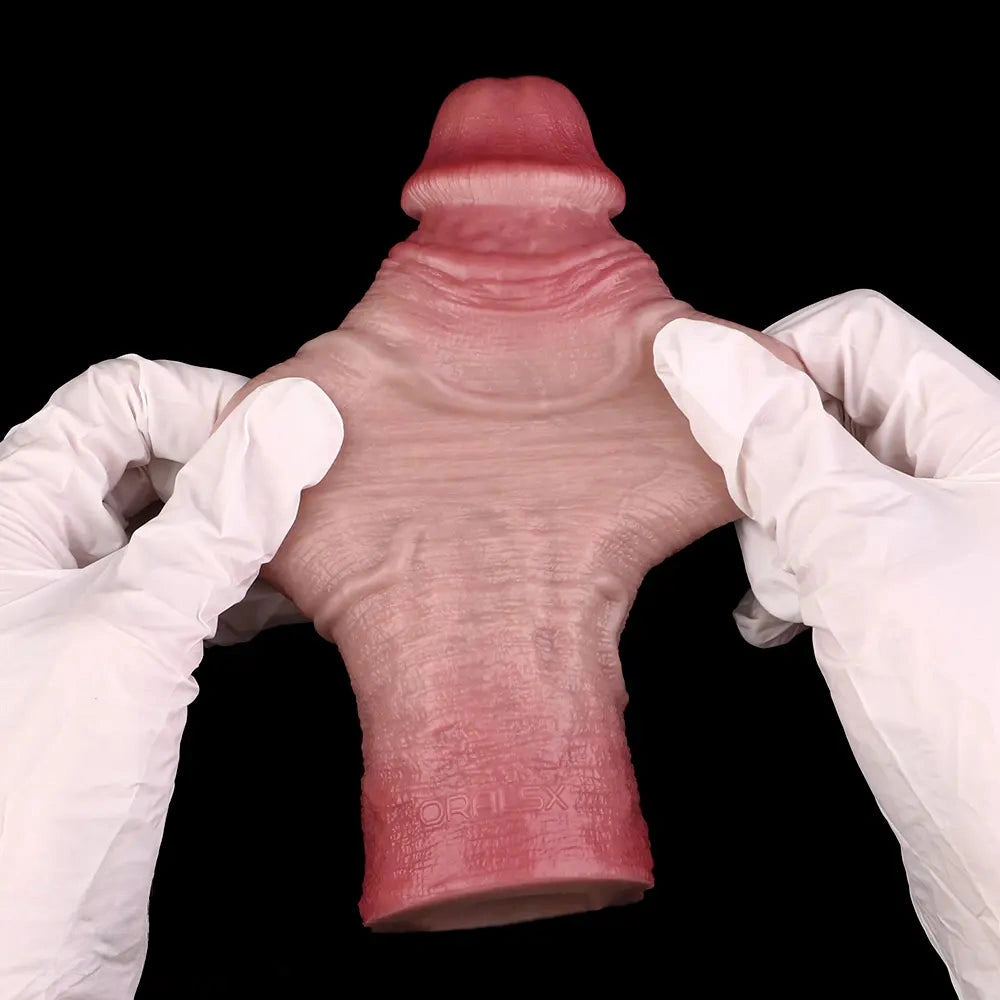 6.81in Real Skin Soft Blue Veins Hollow Dildo Cock Sleeve With Cock Ring