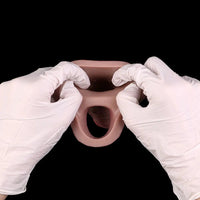 6.81in Real Skin Soft Blue Veins Hollow Dildo Cock Sleeve With Cock Ring