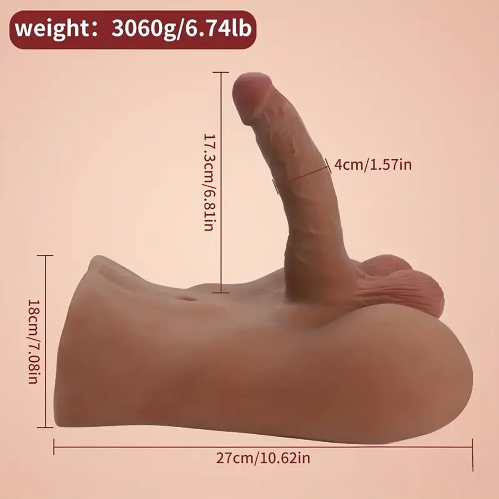 6.81in Silicone Realistic Dildo With Male Sex Torso Dildo For Hands-Free