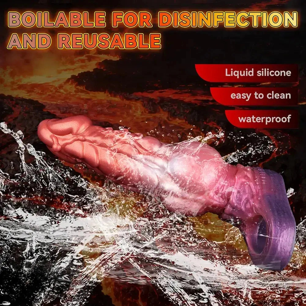 6.85in 8.11in 9.84in Dragon Monster Knot Silicone Dildo Sleeve Sheath