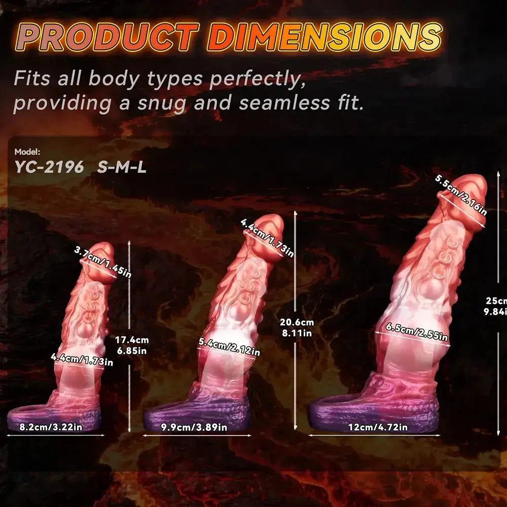6.85in 8.11in 9.84in Dragon Monster Knot Silicone Dildo Sleeve Sheath