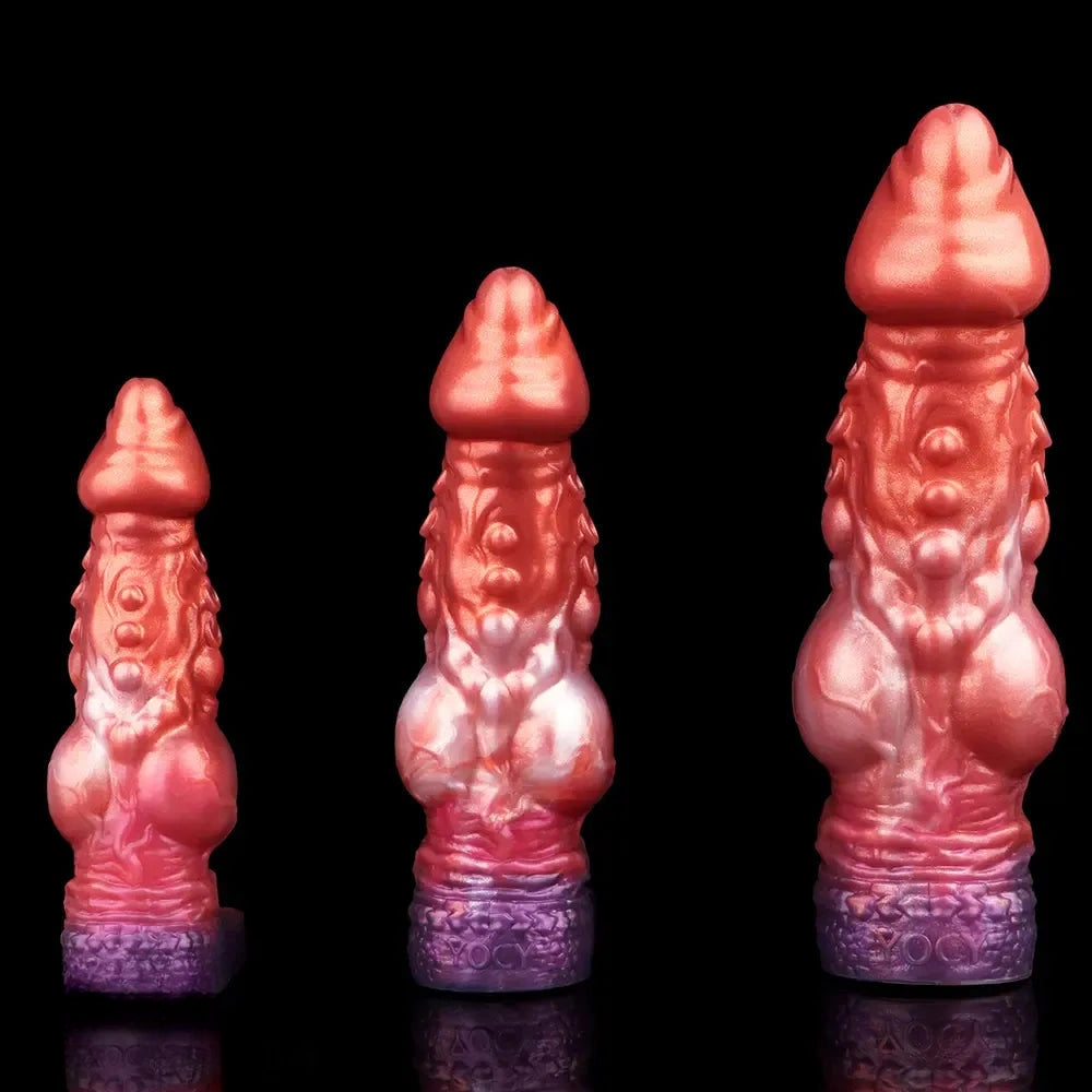 6.85in 8.11in 9.84in Dragon Monster Knot Silicone Dildo Sleeve Sheath