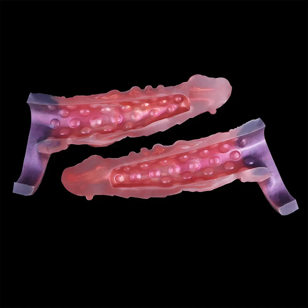 6.85in 8.11in 9.84in Dragon Monster Knot Silicone Dildo Sleeve Sheath