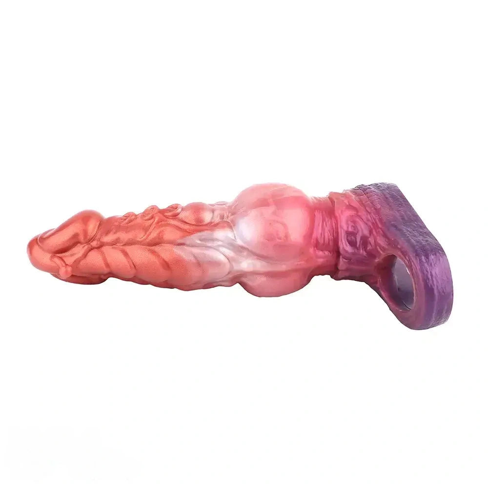 6.85in 8.11in 9.84in Dragon Monster Knot Silicone Dildo Sleeve Sheath