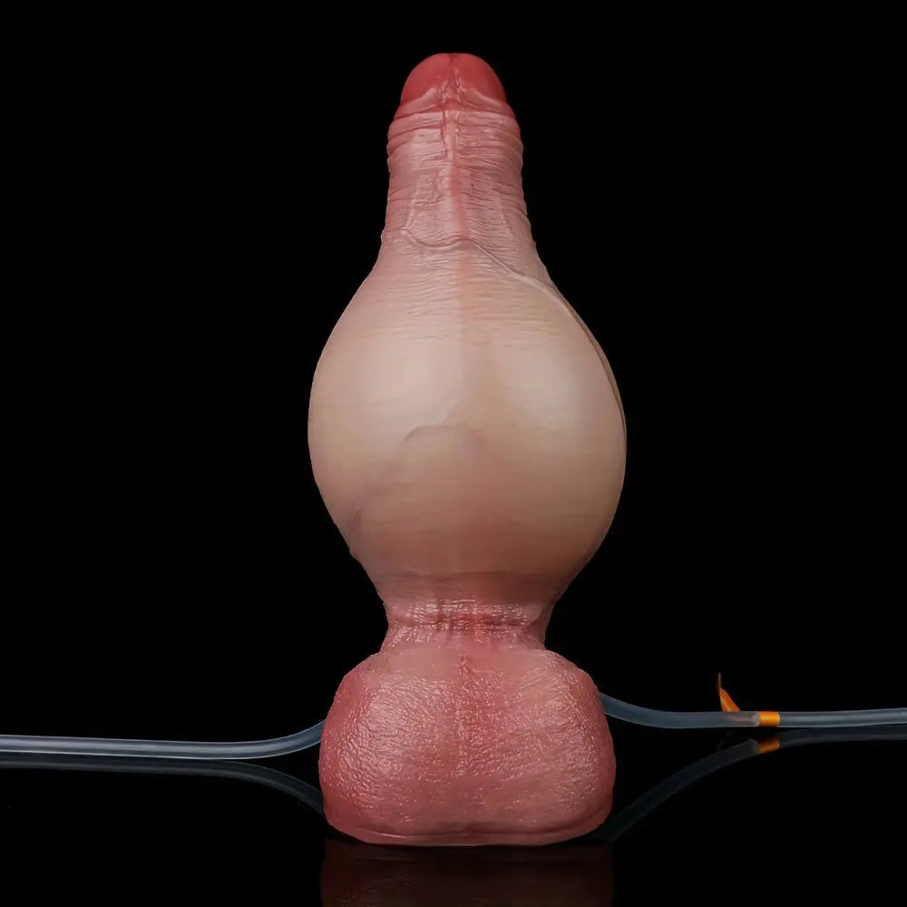 6.85in Liquid Silicone Inflatable Water Spray Orgasm Dildo Anal Cleaning