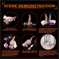 6.85in Liquid Silicone Inflatable Water Spray Orgasm Dildo Anal Cleaning