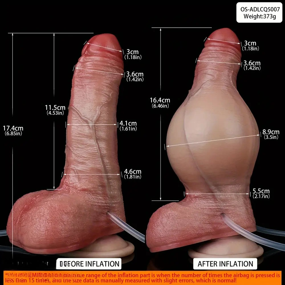 6.85in Liquid Silicone Inflatable Water Spray Orgasm Dildo Anal Cleaning