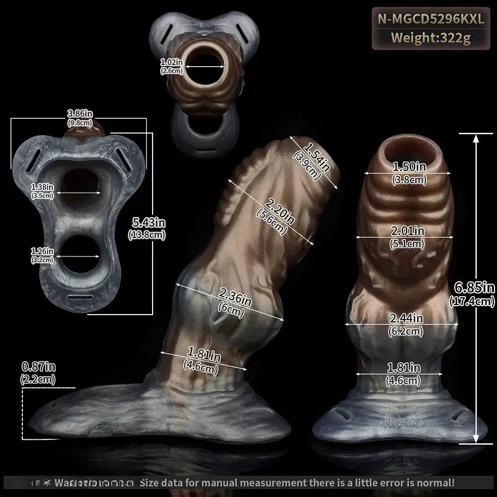 6.85in Monster Knot Strap on Hollow Silicone Dildo Sleeve For Adult Couples