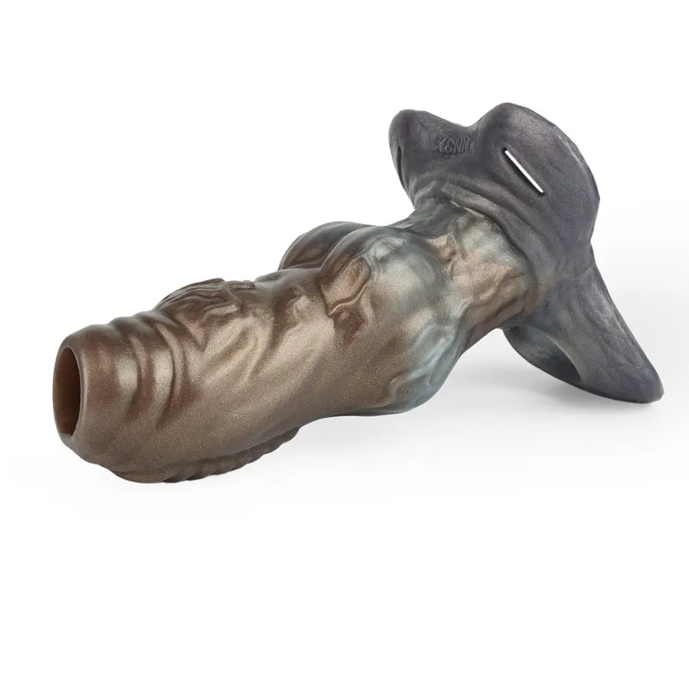 6.85in Monster Knot Strap on Hollow Silicone Dildo Sleeve For Adult Couples