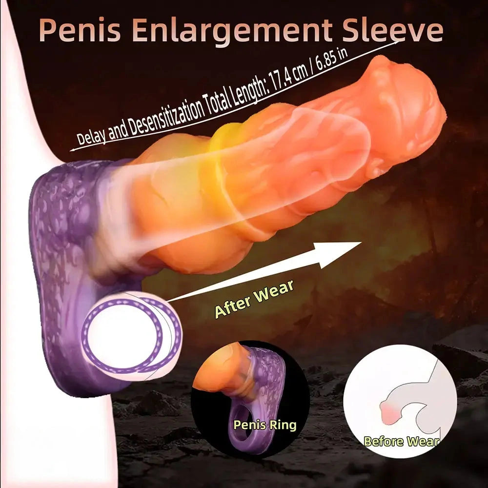 6.85in Warhorse Silhouette Design Melt Mark Texture Cock Dildo Sleeve