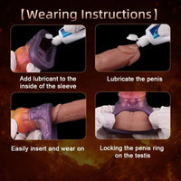 6.85in Warhorse Silhouette Design Melt Mark Texture Cock Dildo Sleeve