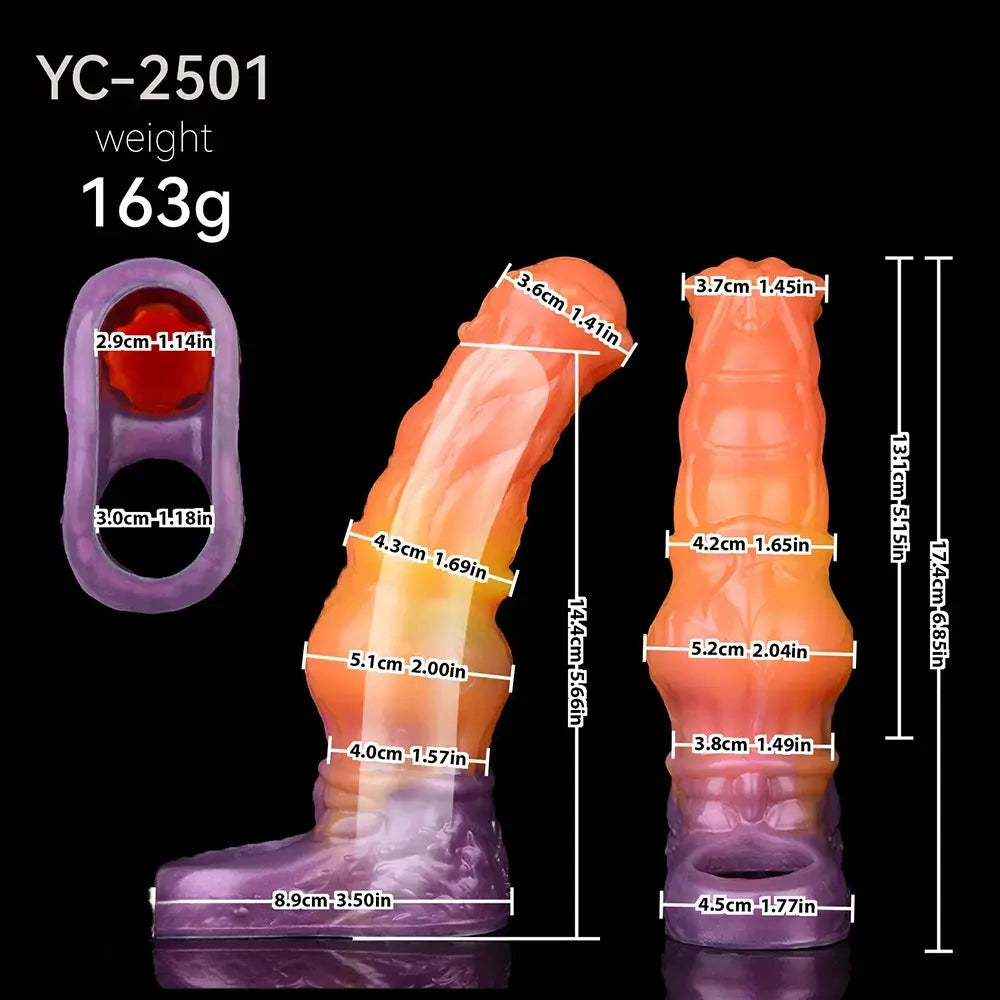 6.85in Warhorse Silhouette Design Melt Mark Texture Cock Dildo Sleeve