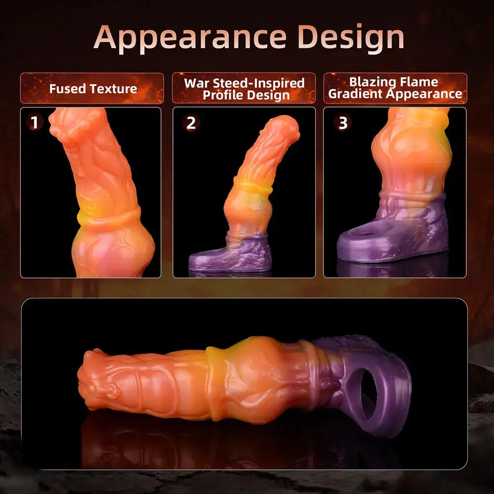 6.85in Warhorse Silhouette Design Melt Mark Texture Cock Dildo Sleeve