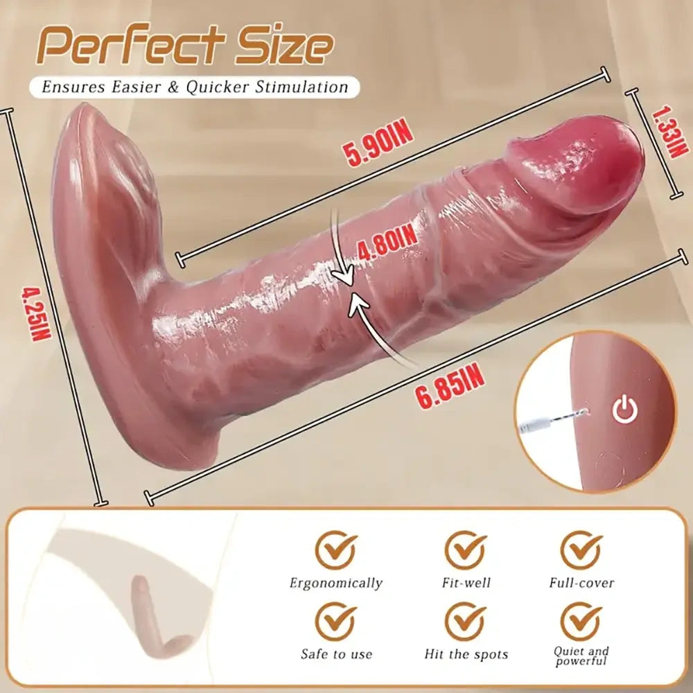 6.85in Wearable Dildo Vibrator With 10 Vibration 5 Thrusting Modes
