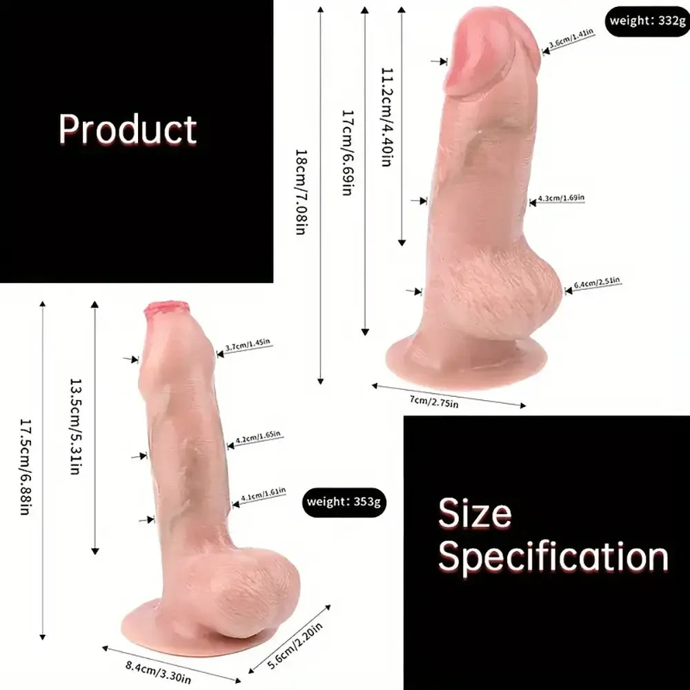 6.88in 7.08in Real Lifelike Uncut Dildo For Women Men Fucking Sex