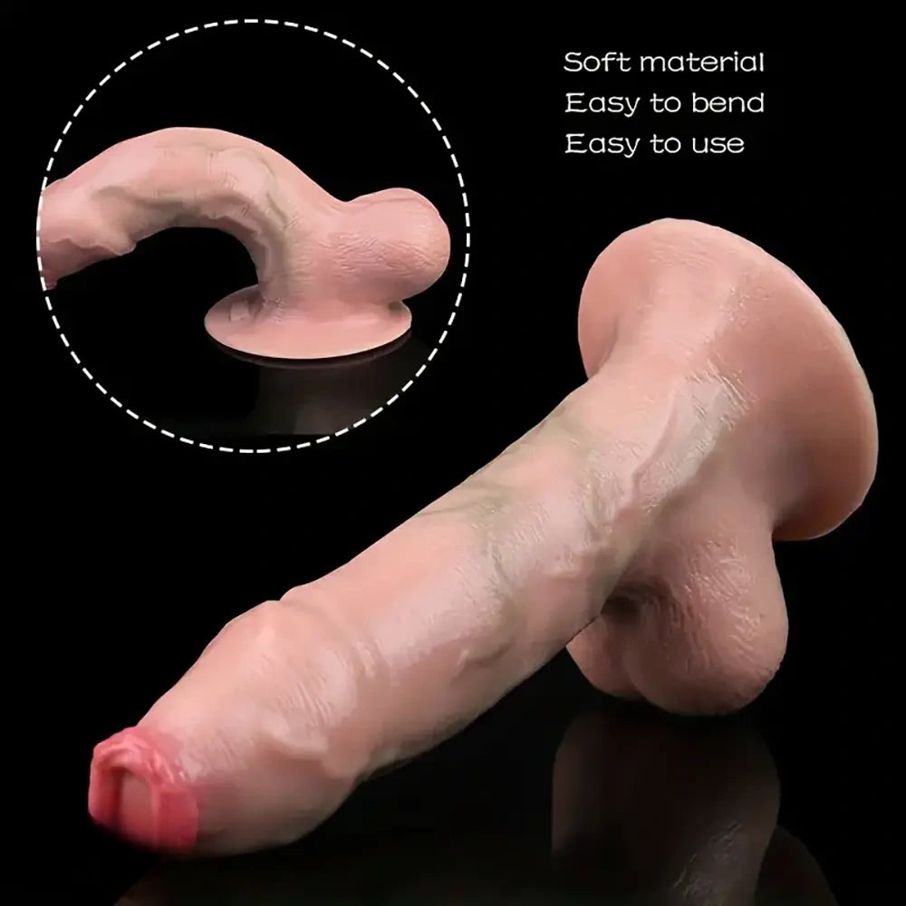 6.88in 7in 7.63in Realistic Soft Liquid Silicone Uncut Dildo For Adults