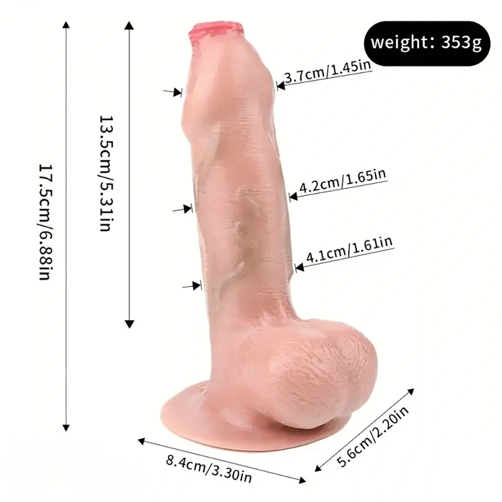 6.88in 7in 7.63in Realistic Soft Liquid Silicone Uncut Dildo For Adults