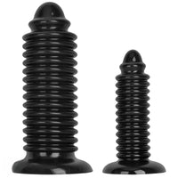 6.88in 9.84in Black Pointed Tip Threaded Big PVC Penis Butt Plug Dildo