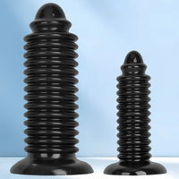 6.88in 9.84in Black Pointed Tip Threaded Big PVC Penis Butt Plug Dildo