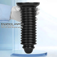 6.88in 9.84in Black Pointed Tip Threaded Big PVC Penis Butt Plug Dildo