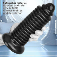 6.88in 9.84in Black Pointed Tip Threaded Big PVC Penis Butt Plug Dildo