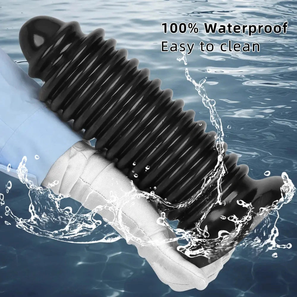 6.88in 9.84in Black Pointed Tip Threaded Big PVC Penis Butt Plug Dildo