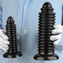6.88in 9.84in Black Pointed Tip Threaded Big PVC Penis Butt Plug Dildo