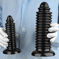 6.88in 9.84in Black Pointed Tip Threaded Big PVC Penis Butt Plug Dildo