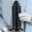 6.88in 9.84in Black Pointed Tip Threaded Big PVC Penis Butt Plug Dildo