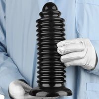 6.88in 9.84in Black Pointed Tip Threaded Big PVC Penis Butt Plug Dildo