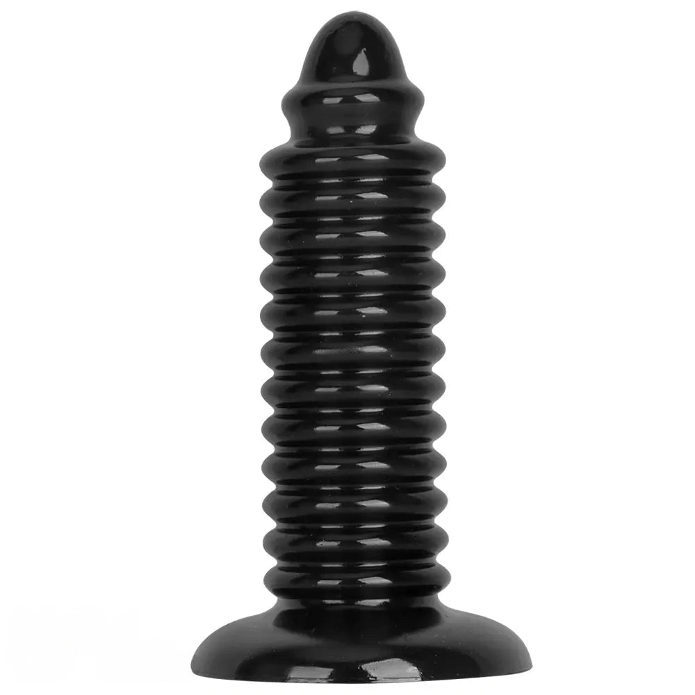 6.88in 9.84in Black Pointed Tip Threaded Big PVC Penis Butt Plug Dildo