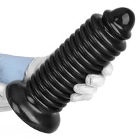 6.88in 9.84in Black Pointed Tip Threaded Big PVC Penis Butt Plug Dildo