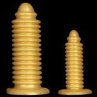 6.88in 9.84in Gold Silicone Threaded Giant Dildo Butt Plug For Fisting