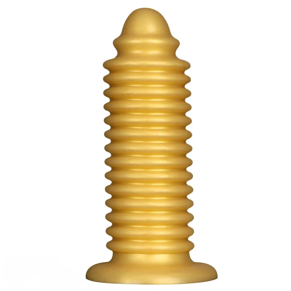 6.88in 9.84in Gold Silicone Threaded Giant Dildo Butt Plug For Fisting