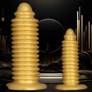 6.88in 9.84in Gold Silicone Threaded Giant Dildo Butt Plug For Fisting