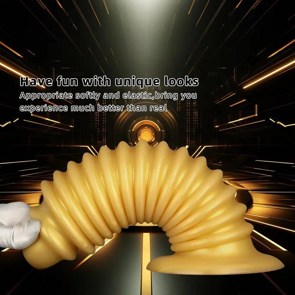 6.88in 9.84in Gold Silicone Threaded Giant Dildo Butt Plug For Fisting