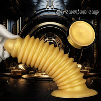 6.88in 9.84in Gold Silicone Threaded Giant Dildo Butt Plug For Fisting